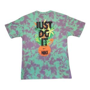 Nike Basketball Flower Graphic Tee Men’s Small Green Purple Tie-Dye FD0065-363